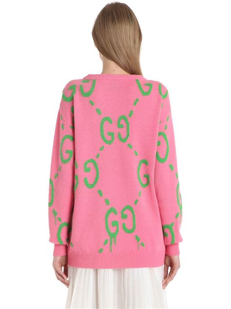 gucci pink yellow sweater|gucci pink and green sweater.